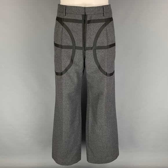 GIVENCHY Fall 2014 Basketball Collection 32 Gray Black Wool Wide Leg Dress Pants - Picture 1 of 7